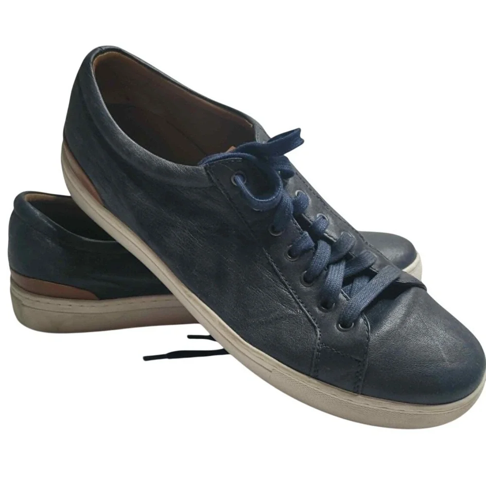 Johnston & Murphy Sheepskin Banks Lace To‎ Toe Retro Style TruFoam Navy Men's 13